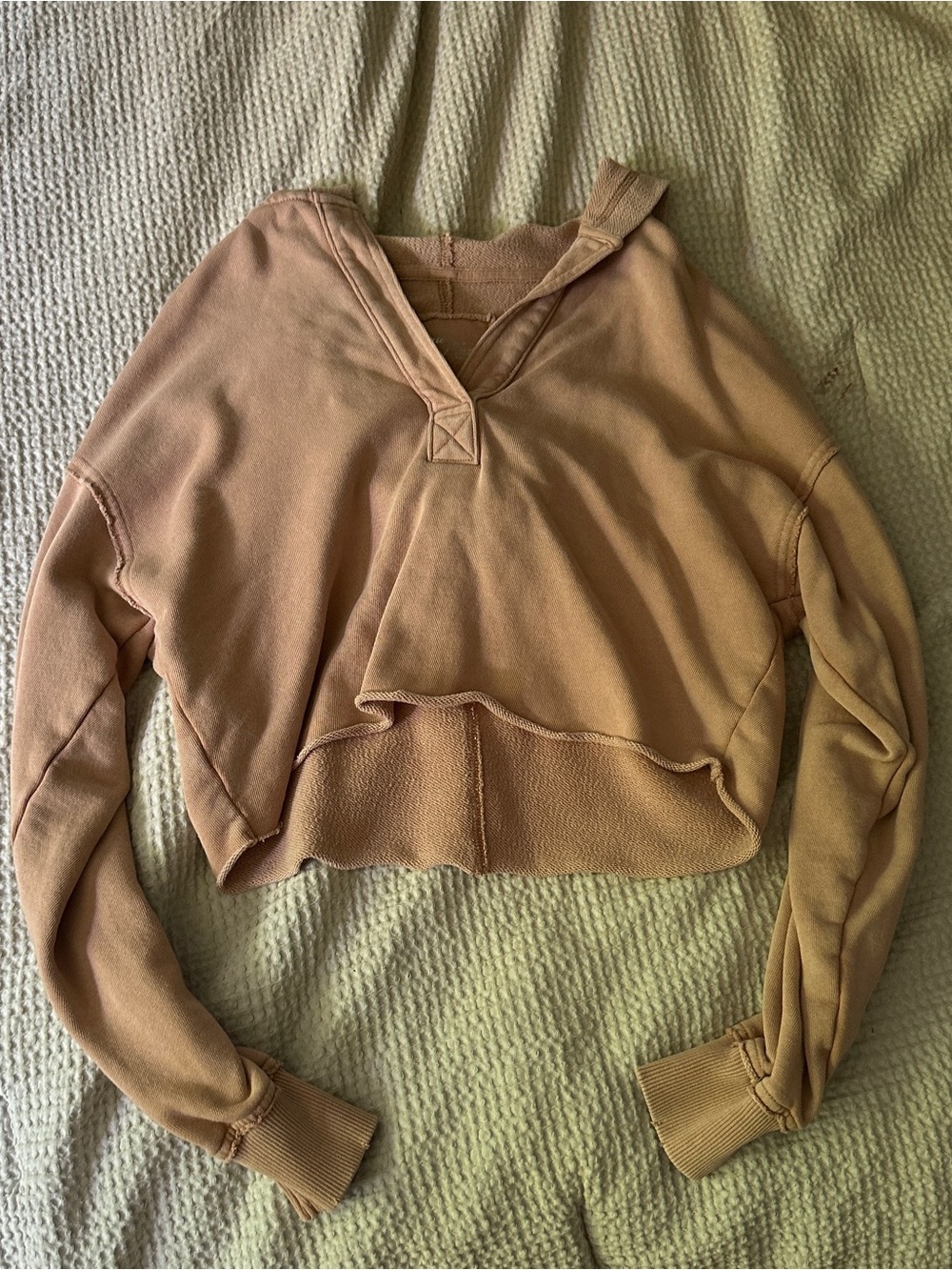 Aerie Women's Cropped V-Neck Sweatshirt - Taupe